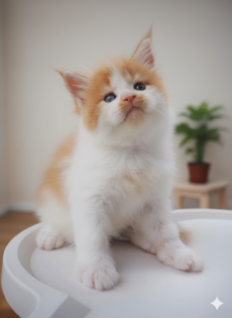 Tigercooncat Rafael, Red Tabby Bicolor male Maine Coon kitten with strong structure and playful personality